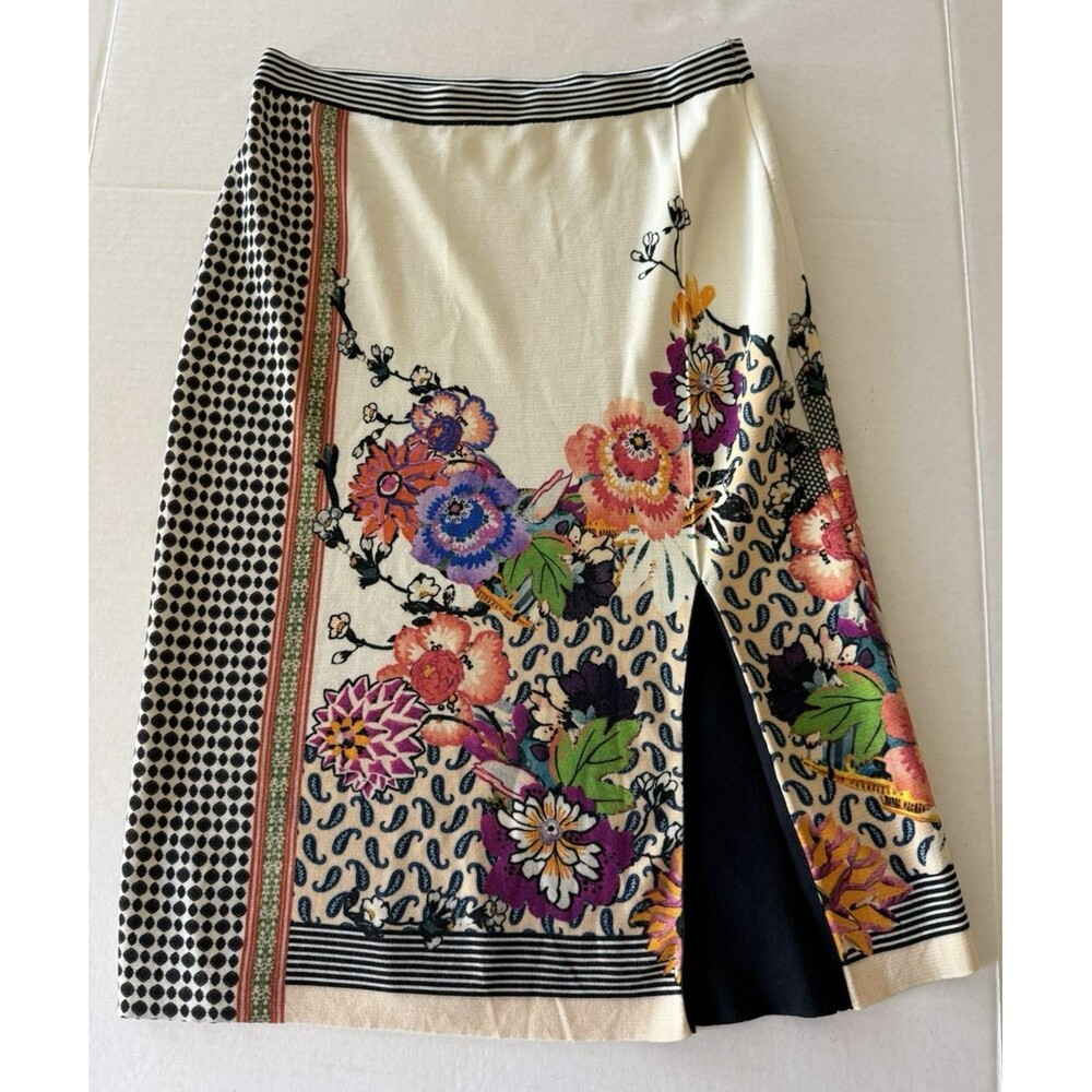 Etro Milano Bold Vintage Y2K Pencil Skirt Floral Knit sz 42 / 6 Career Casual